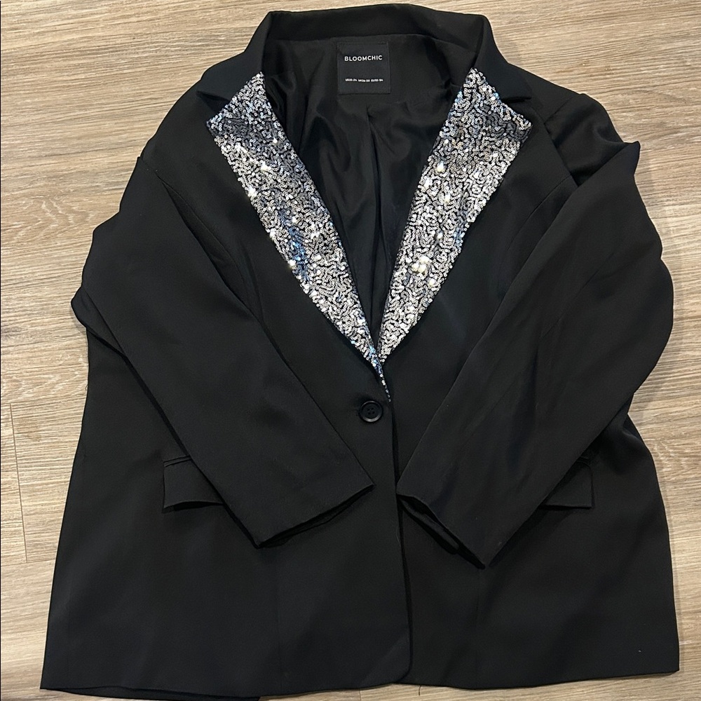 BloomChic Women's Black Blazer with sequins
